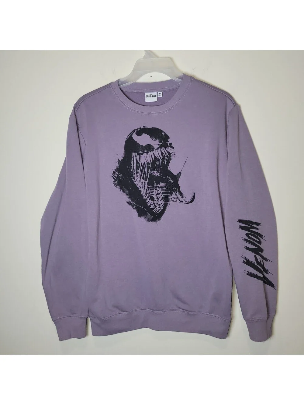Marvel Spider-Man 2 Venom Gamerverse Crewneck Lavender Sweatshirt Men's M